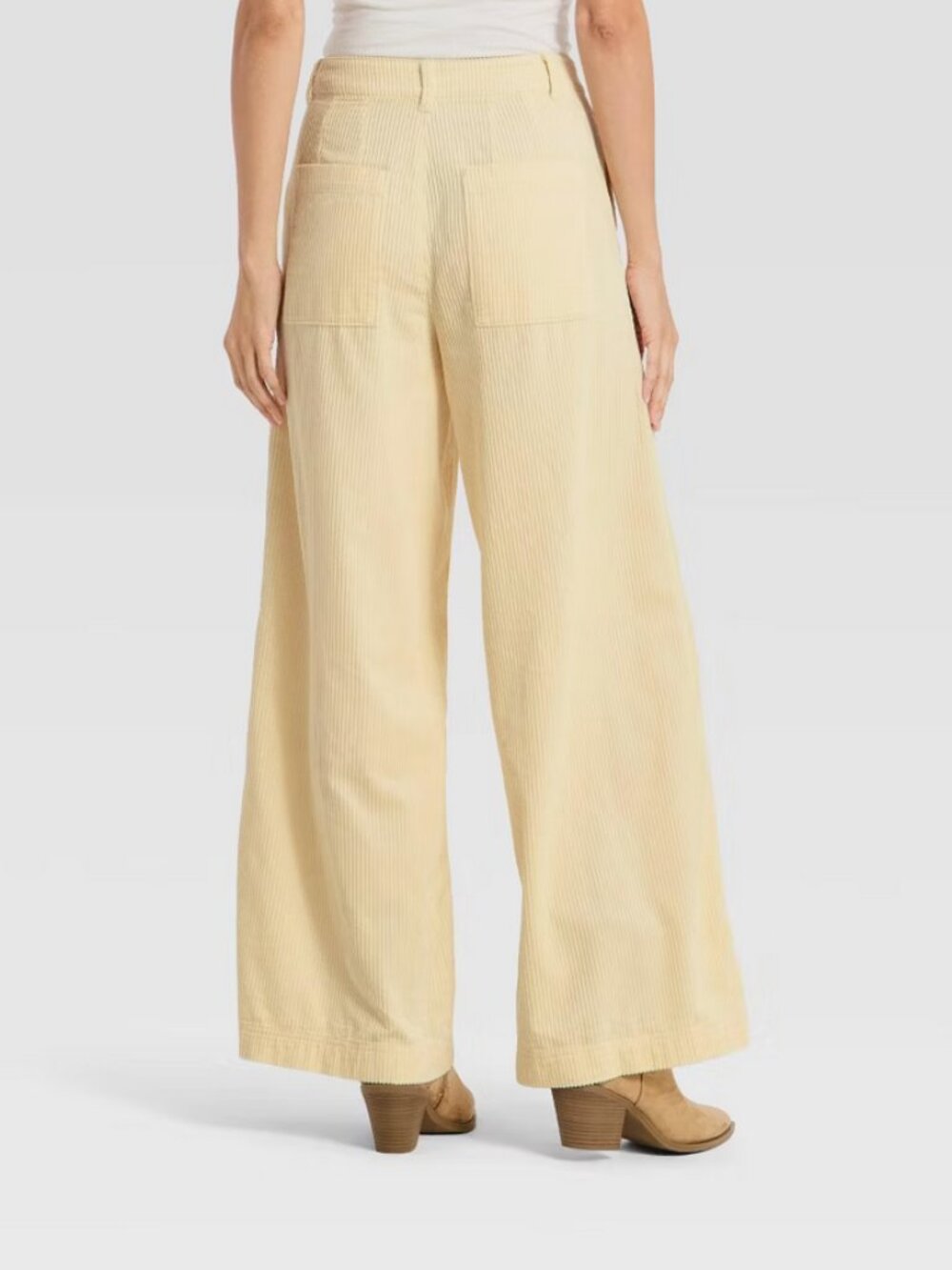 Women's High-Rise Corduroy Palazzo Pants - Universal Thread Cream 8 - Picture 2 of 3